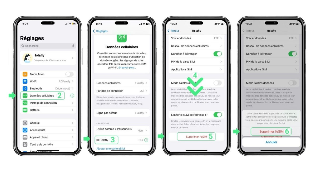 Supprimer l'eSIM de votre ancien iPhone - © Holafly/Apple