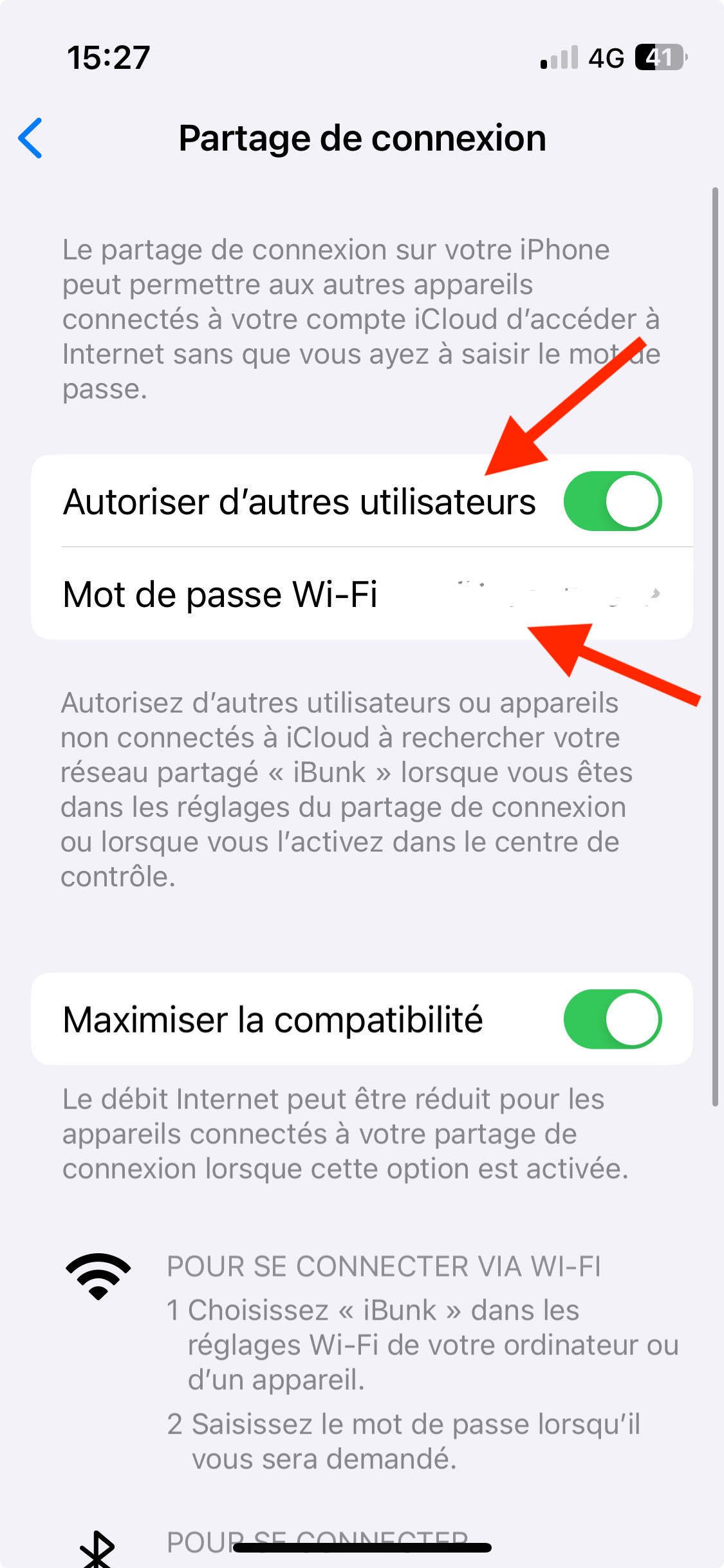 partage connexion iPhone