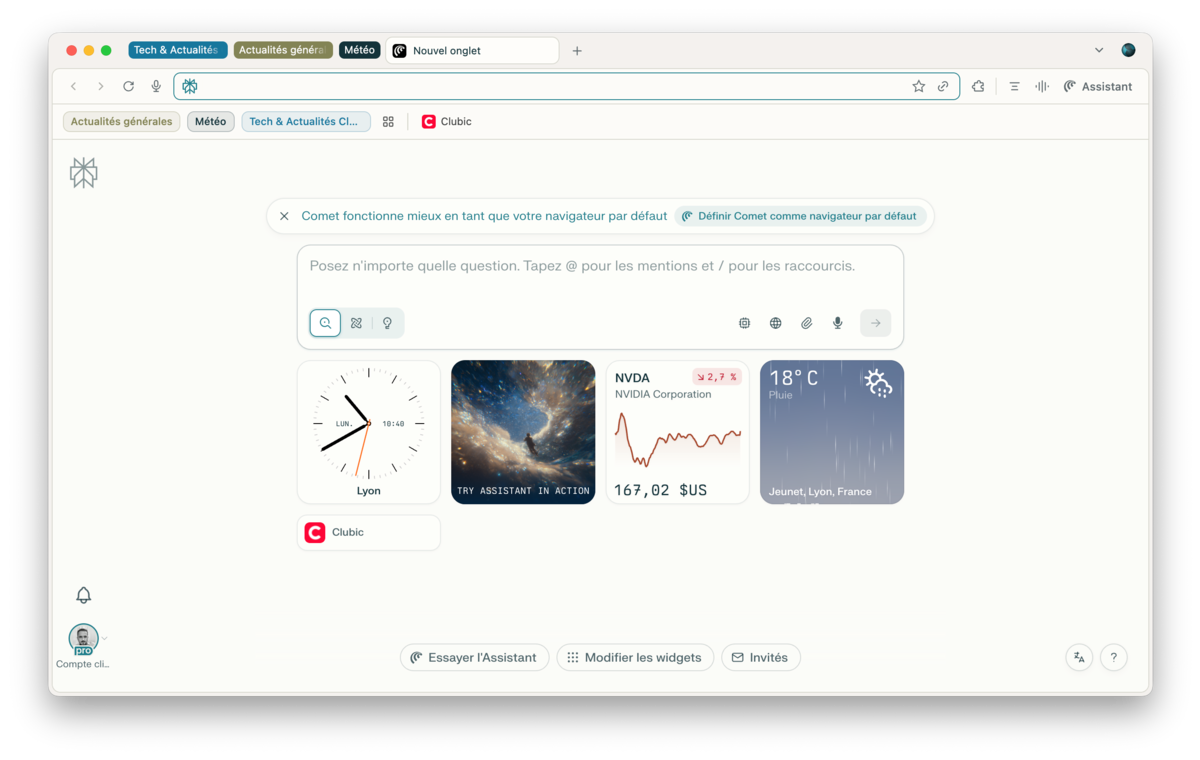 Perplexity Comet - La gestion des onglets