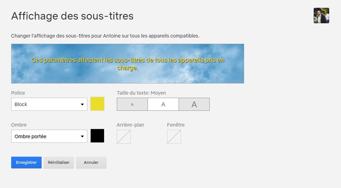 Netflix - Les paramètres des sous-titres