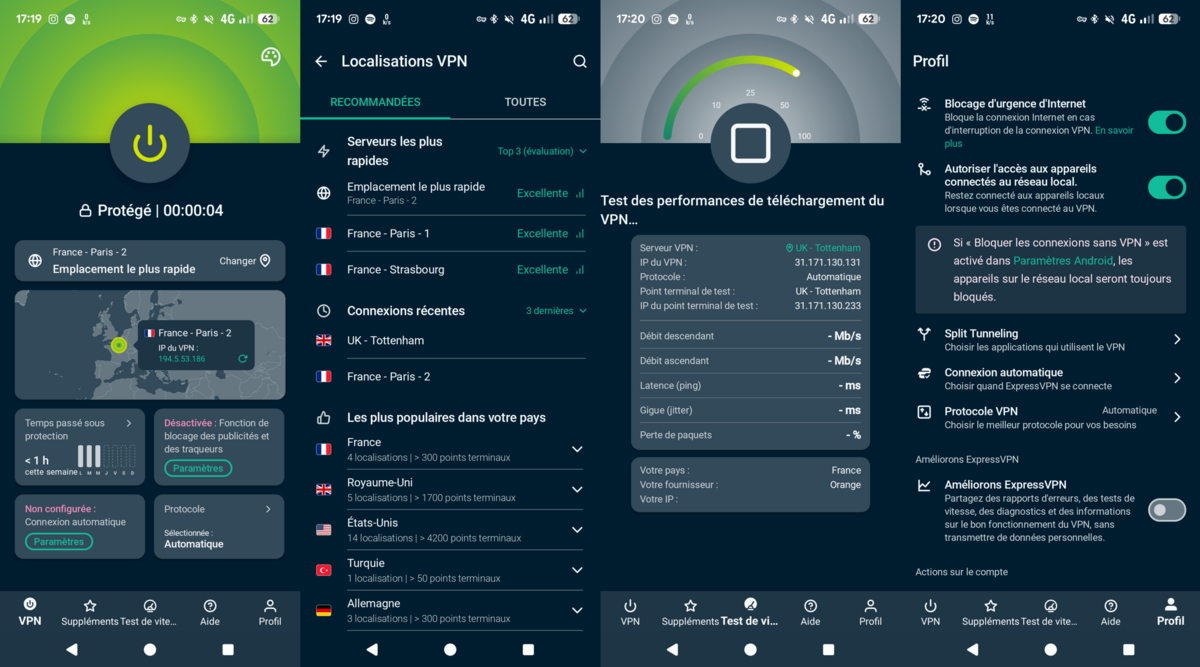 ExpressVPN - L'application Android. © Clubic