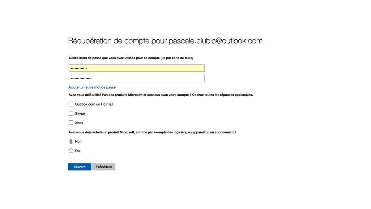 Confirmation de mot de passe restauration Outlook © Pascale Duc pour Clubic