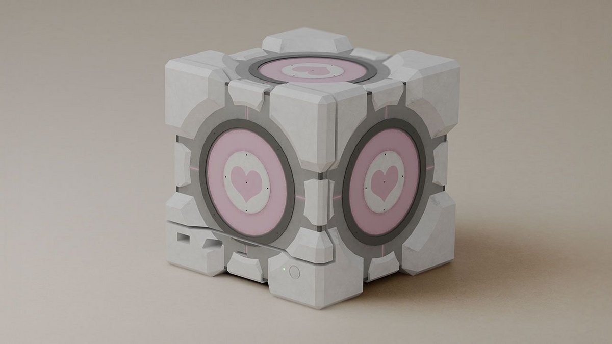 La skin Compagnon Cube imaginée par Dbrand pour la Steam Machine. ©Dbrand