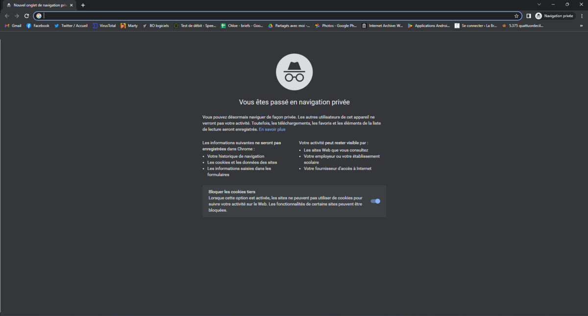 Mode Incognito sur Chrome