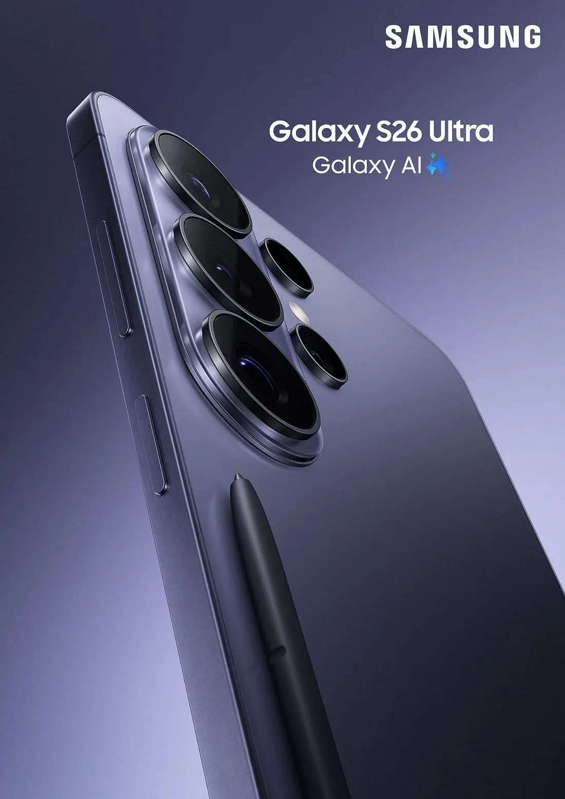 La première affiche officielle du Galaxy S26 Ultra de Samsung. © Evan Blass / Samsung
