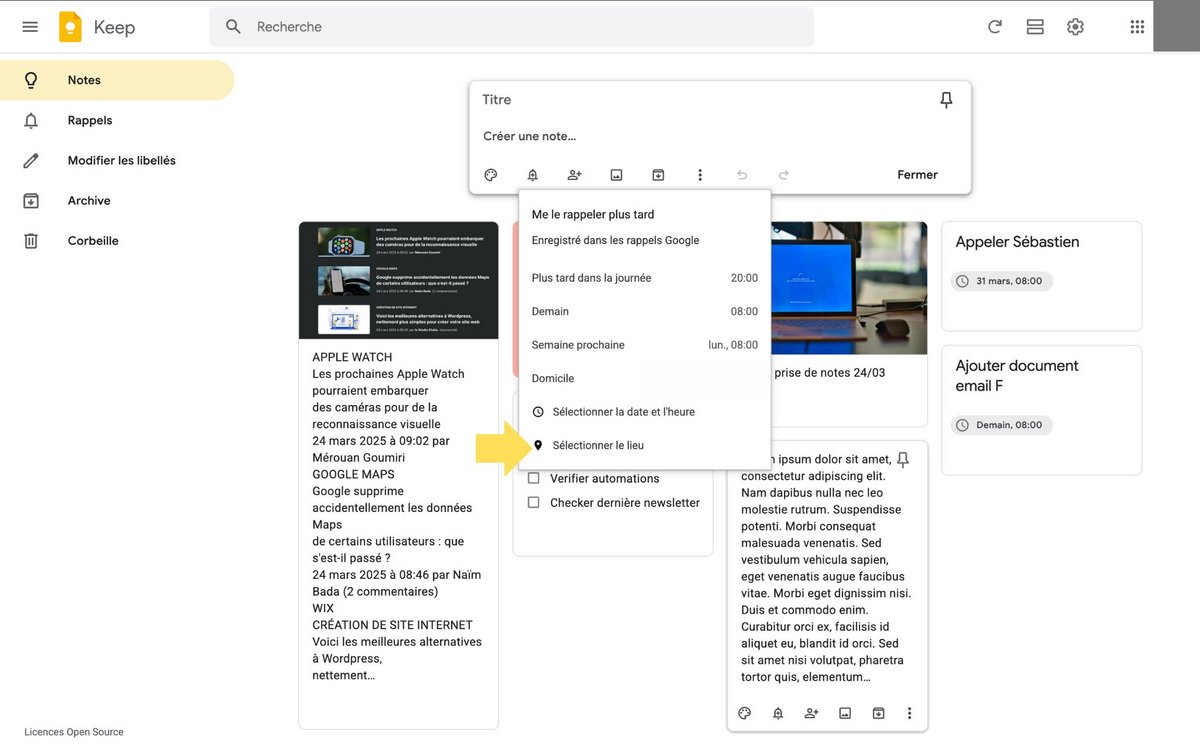 Activez des rappels basés sur votre localisation© Google