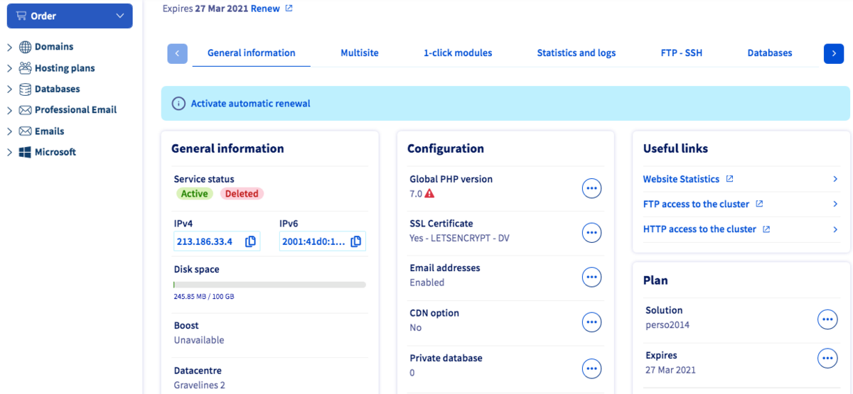 @OVH : l'interface d'administration OVHpanel