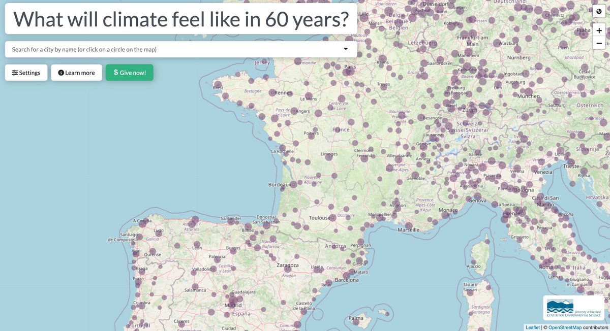 Une carte interactive permettant de prédire le climat en 2080 © University of Maryland