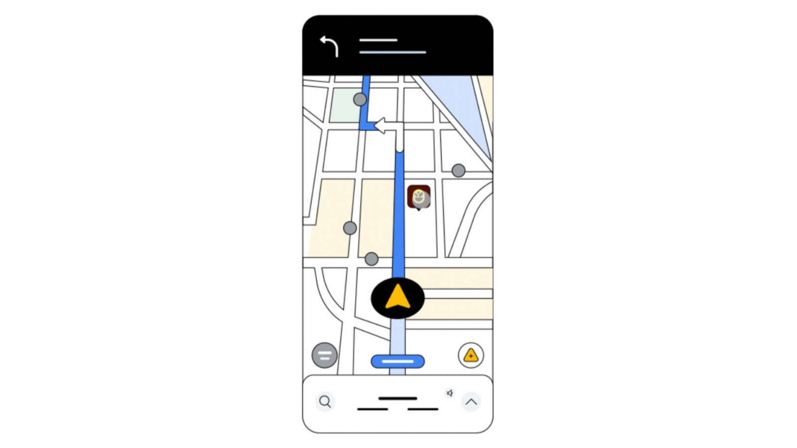 Un repère sponsorisé (ici en rouge foncé) peut désormais apparaître à proximité de votre itinéraire sur la carte Waze. © Clubic / Google