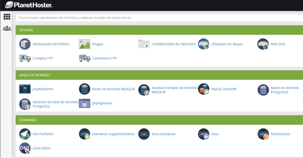 @PlanetHoster ; un hébergeur disposant de cPanel