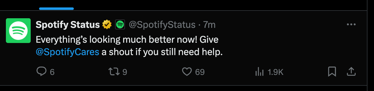 Tout va bien, finalement ! © Spotify sur X.com