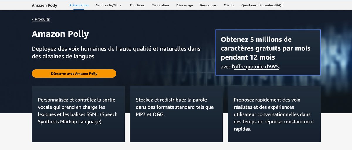 Un service cloud spécialisé en Text-to-Speech © Amazon Web Services