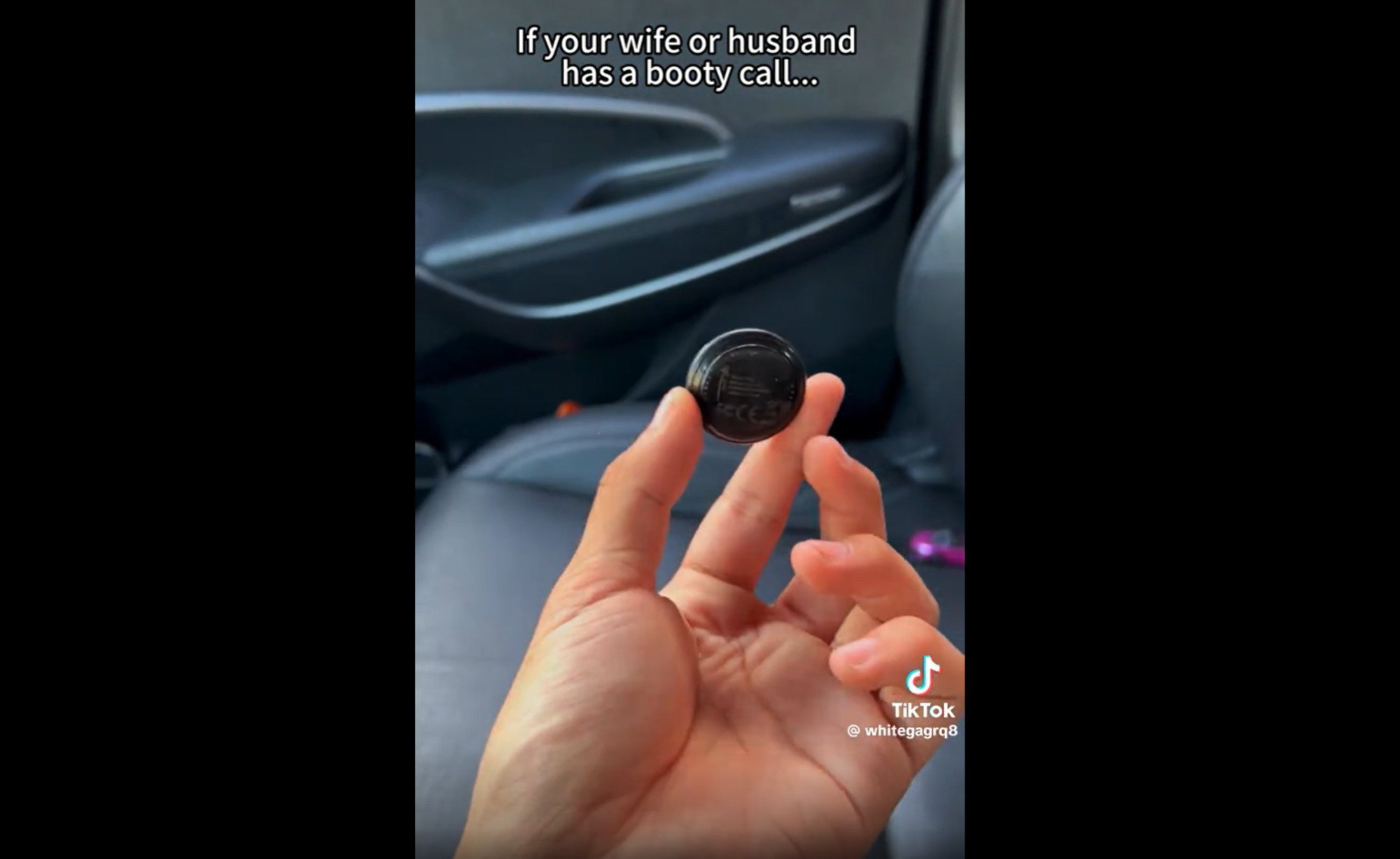 Image de la vidéo TikTok qui fait la promotion de tracker GPS © Capture d'écran 404 Media