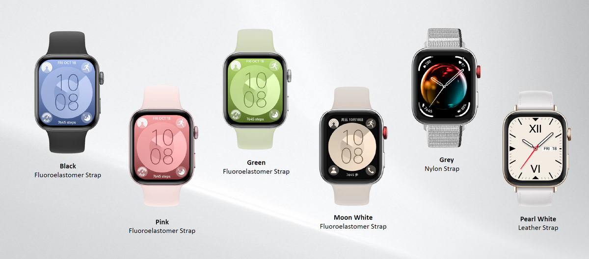Les différentes finitions de la Watch Fit 3. © Huawei