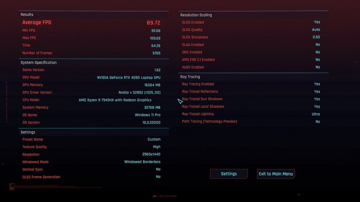 Performances sur Cyberpunk 2077, avec et sans DLSS 3.0 © Nathan Le Gohlisse pour Clubic