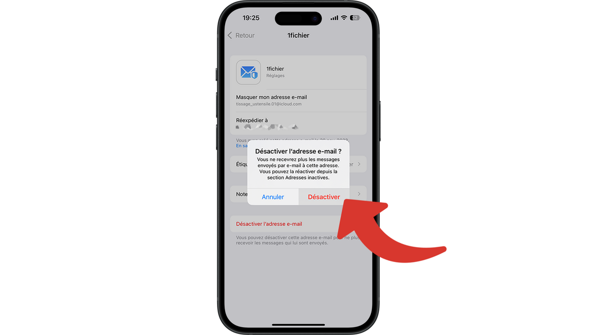 Confirmer la désactivation d'adresse e-mail unique © Clubic