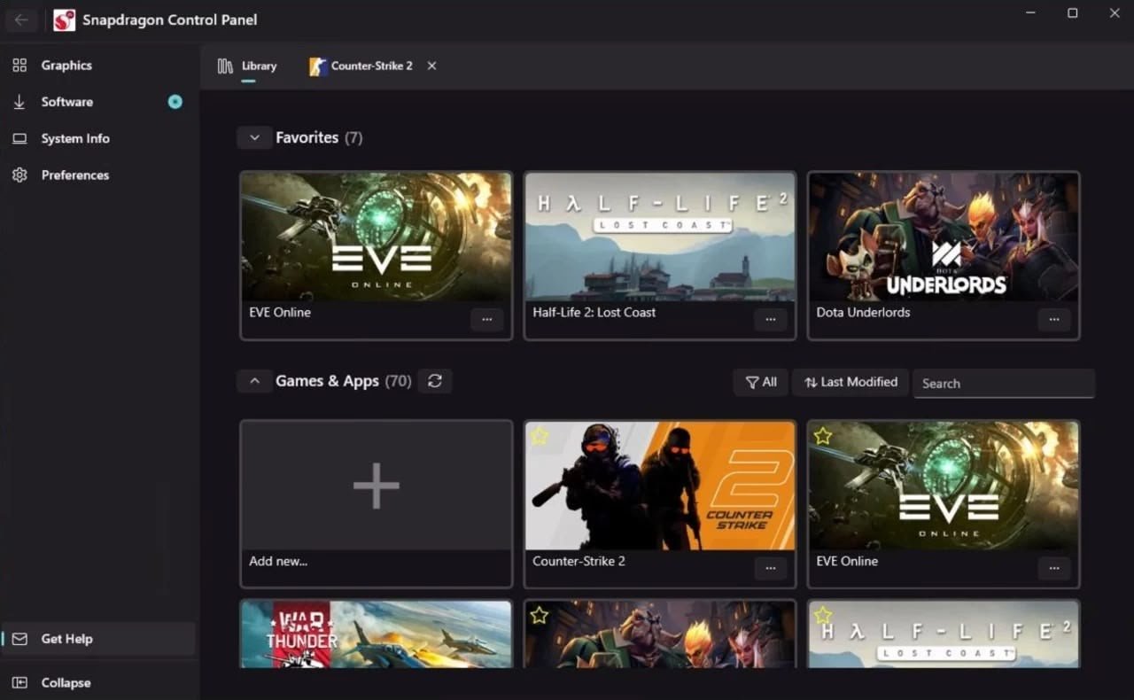 Snapdragon Control Panel - © Qualcomm