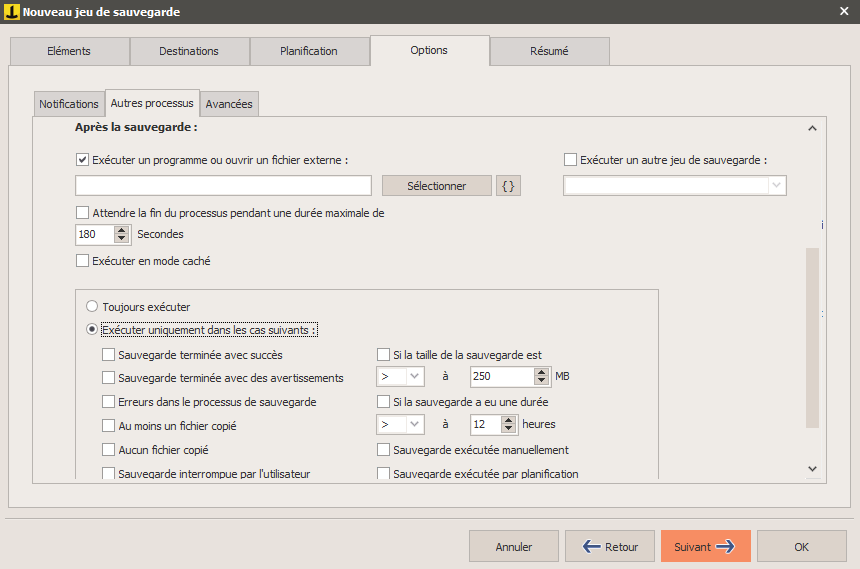 Options complémentaires