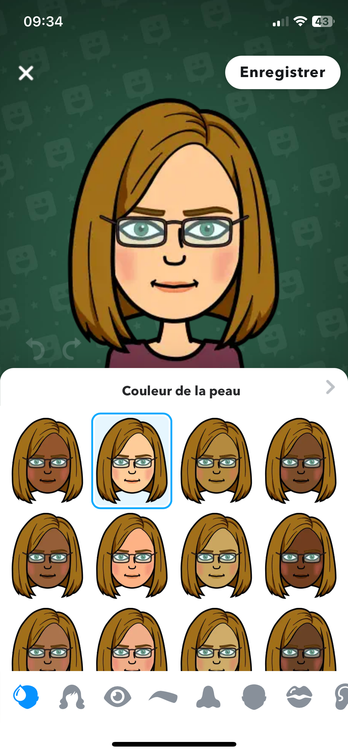 Bitmoji - extrait des personnalisations