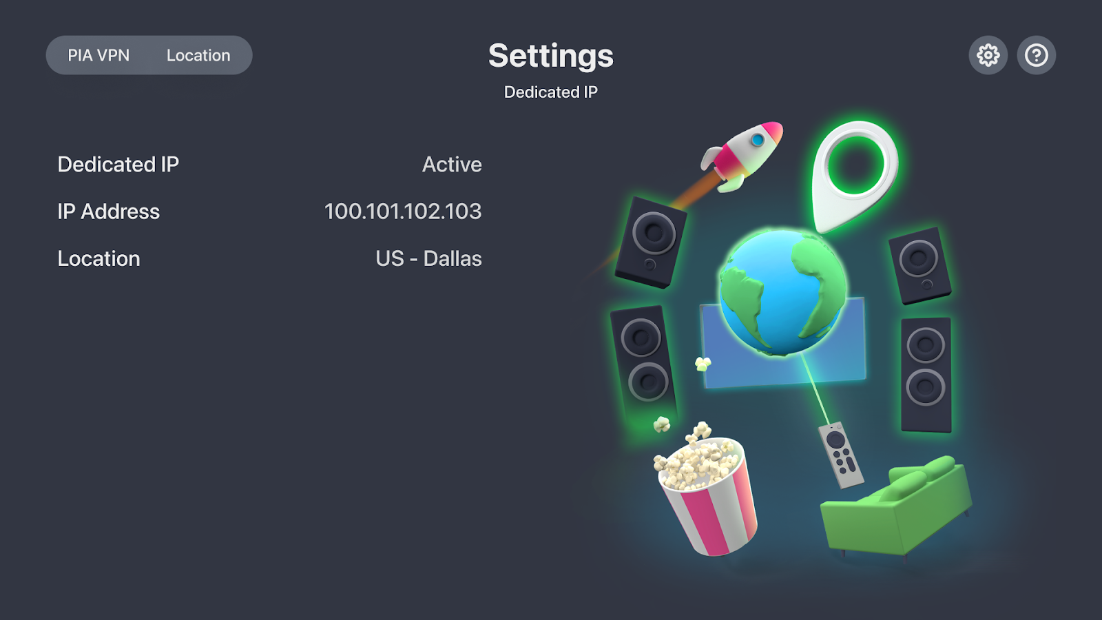 PIA pour tvOS est compatible avec les IP dédiées © Private Internet Access