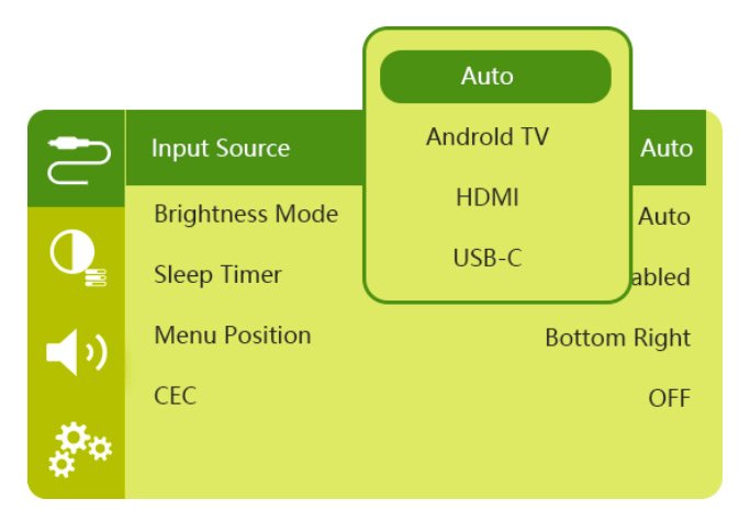 Philips PicoPix MaxTV menu OSD