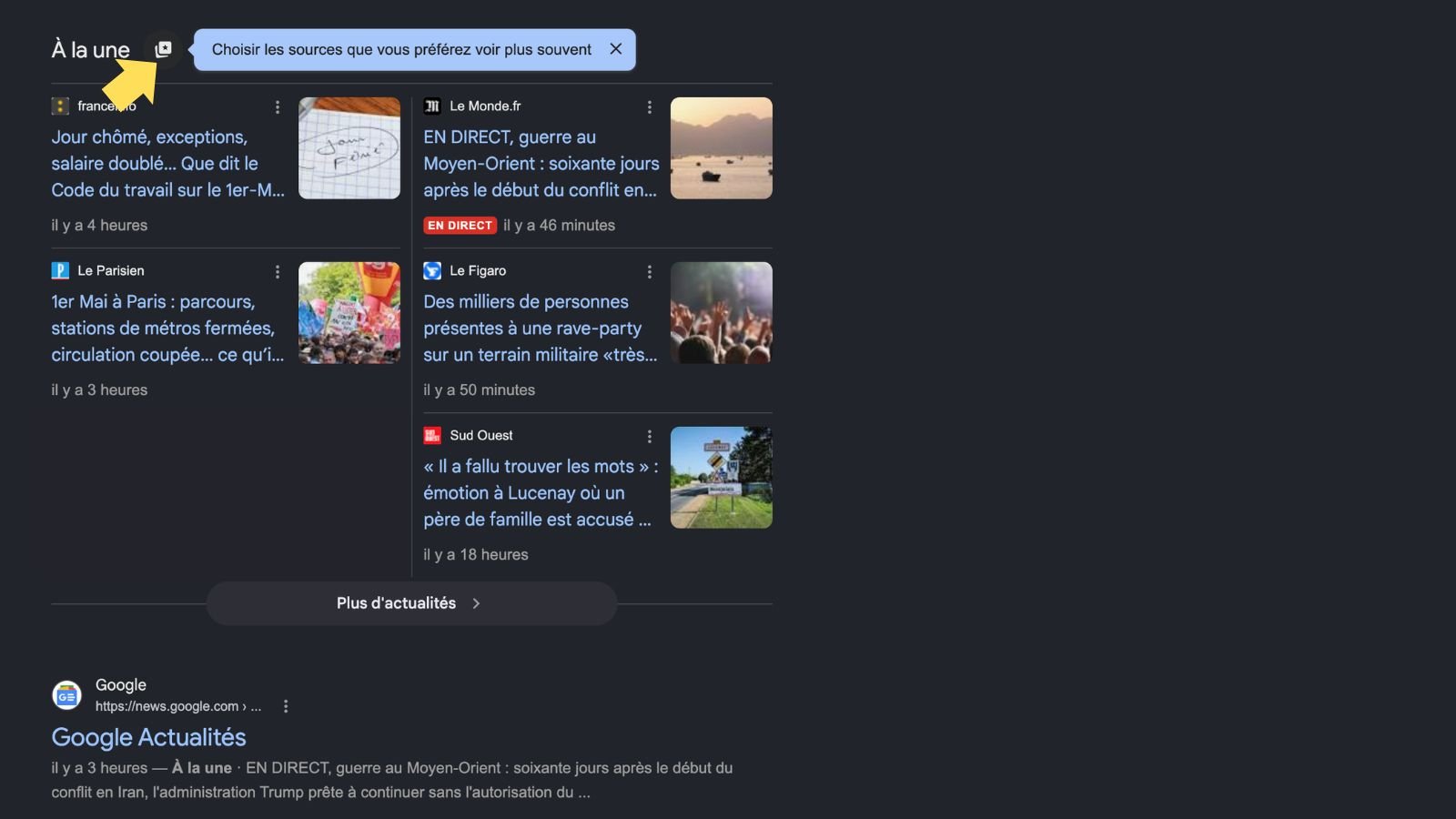 Mettez vos médias favoris en avant dans la section « À la Une ». ©Google