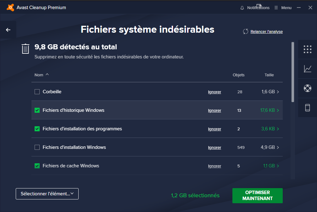 Avast Ultimate - Le nettoyage du système