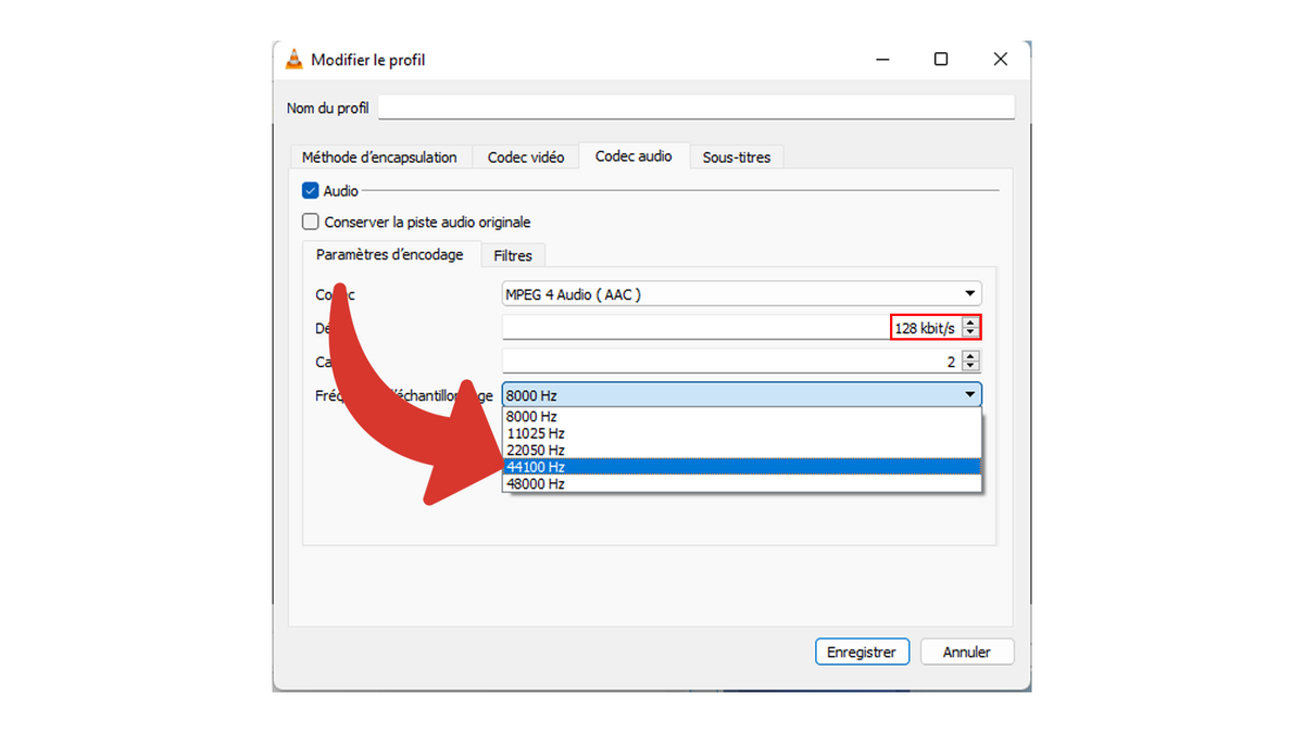 Définir le débit et la fréquence d'échantillonnage du codec audio © Clubic