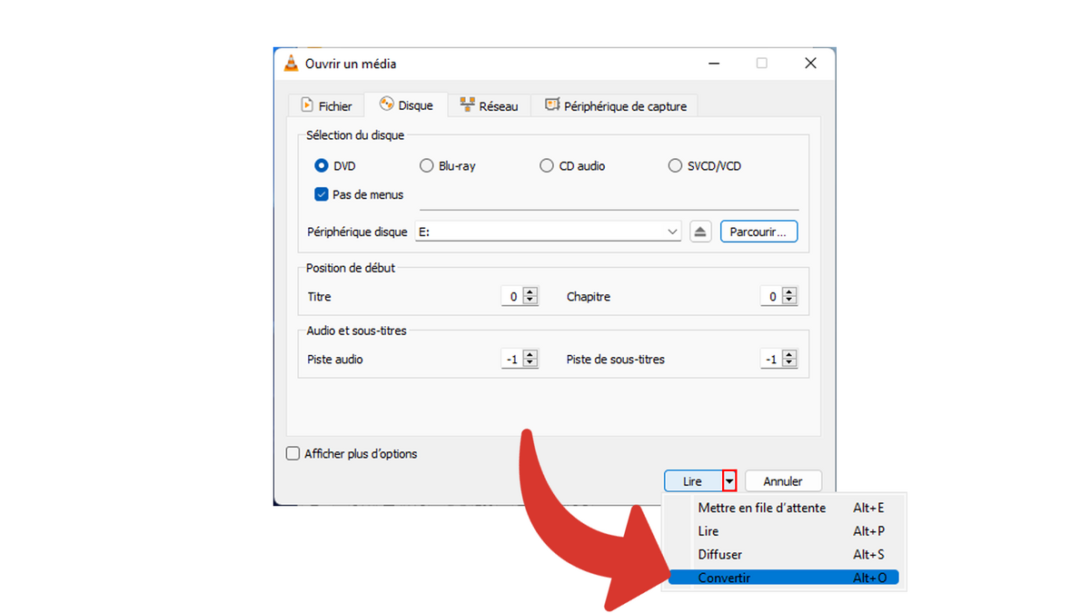 Accéder à la conversion du DVD pour l'extraire en MP4 avec VLC © Clubic