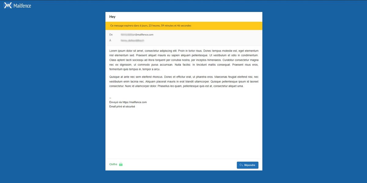 Mailfence message chiffré mot de passe