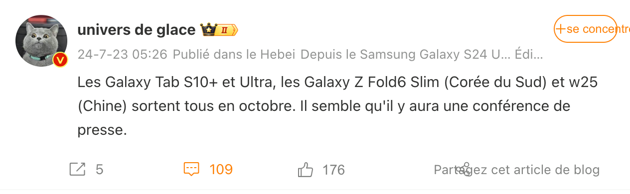Message du leaker Ice Universe traduit © Capture de Clubic 