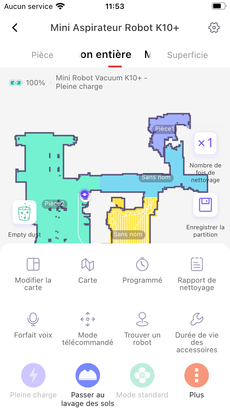 Switchbot K10+ menu options