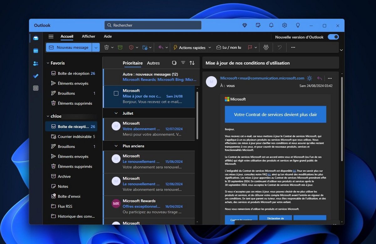 Windows 24H2 : l'interface du nouvel Outlook fait encore débat © Clubic