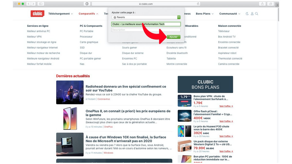 tuto safari ajouter site favoris