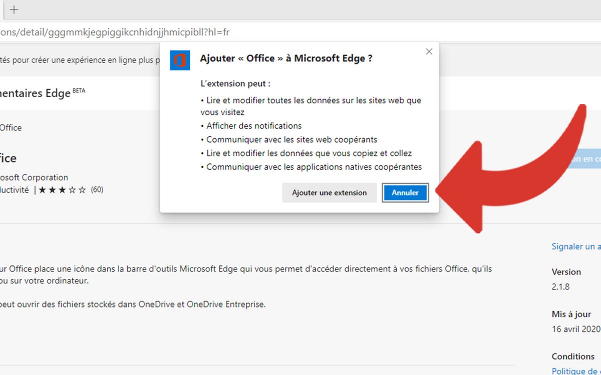 Installer une extension Edge