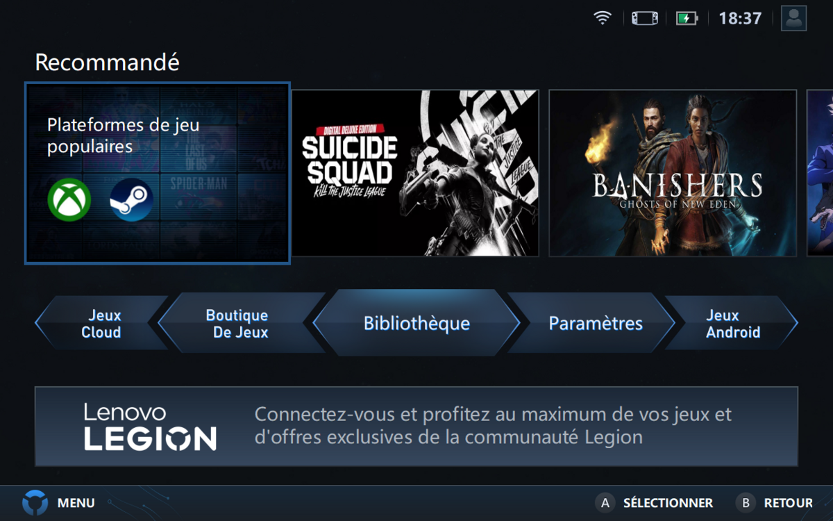 Legion Space n'est pas au niveau du Big Picture de Steam © Nerces pour Clubic