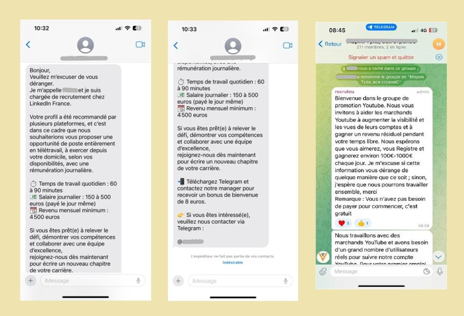 Un aperçu des SMS ou messages que les victimes peuvent recevoir © McAfee x Clubic