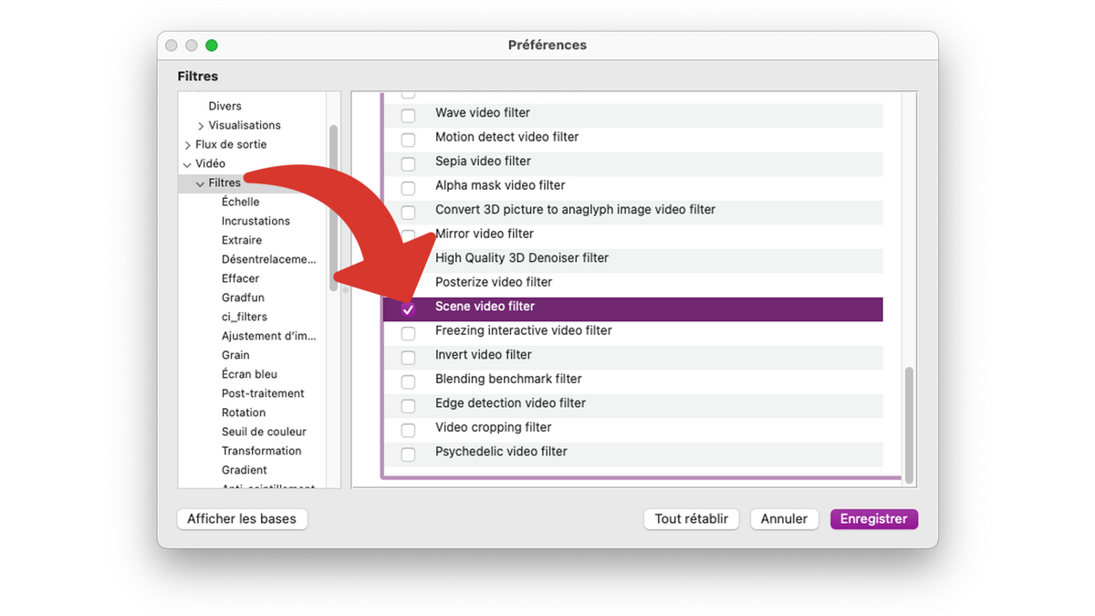 Activer le filtre vidéo de scène © Clubic