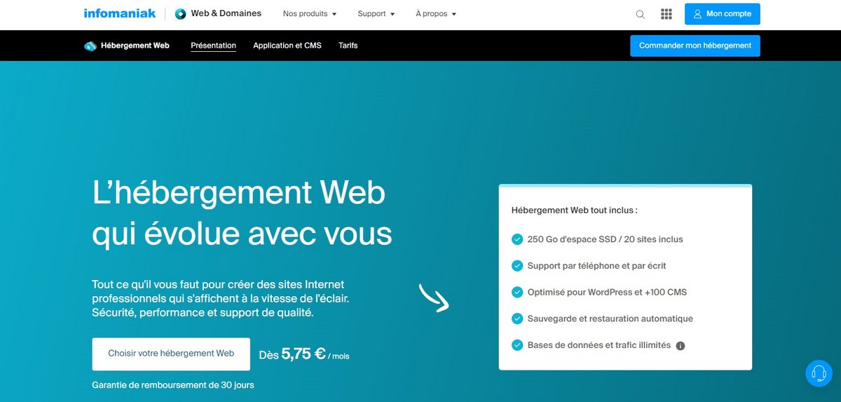 Hébergement web écologique, l’offre de base Infomaniak