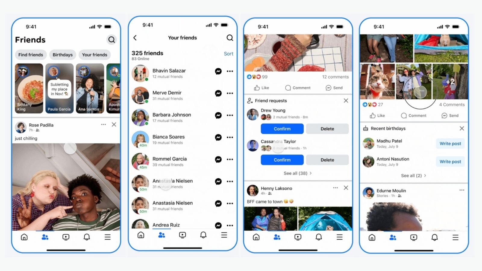 L'onglet « Amis », un retour à la convivialité sur Facebook © Meta