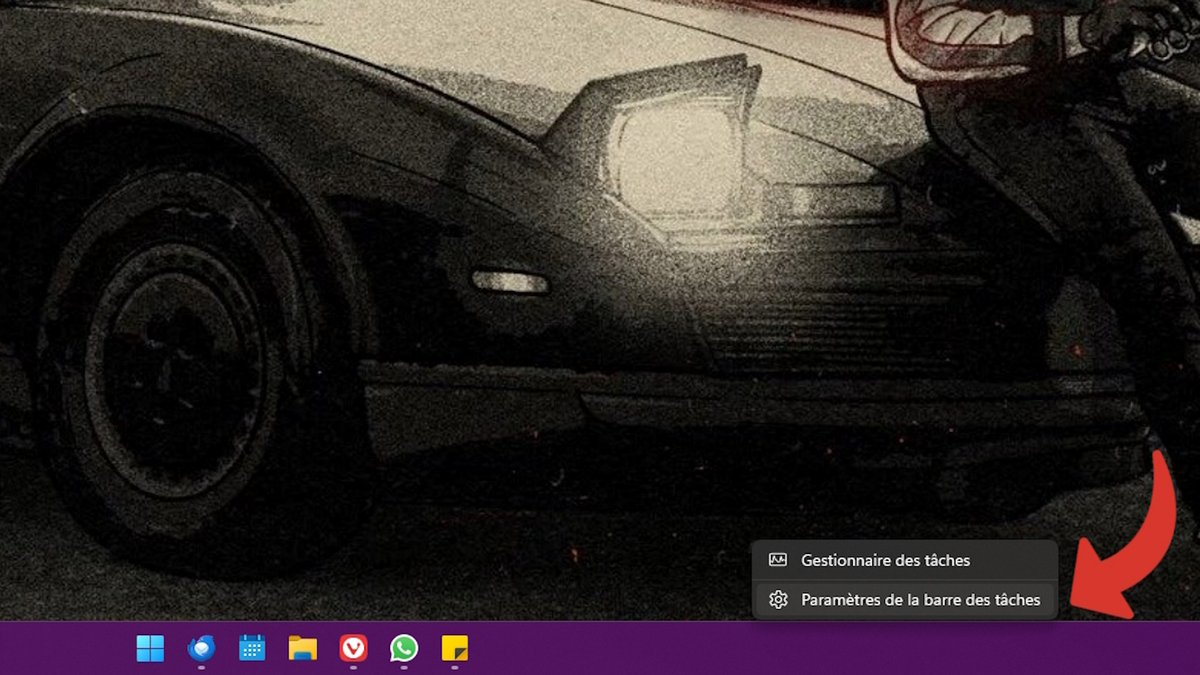 Le menu contextuel après avoir fait un clic droit sur la barre des tâches