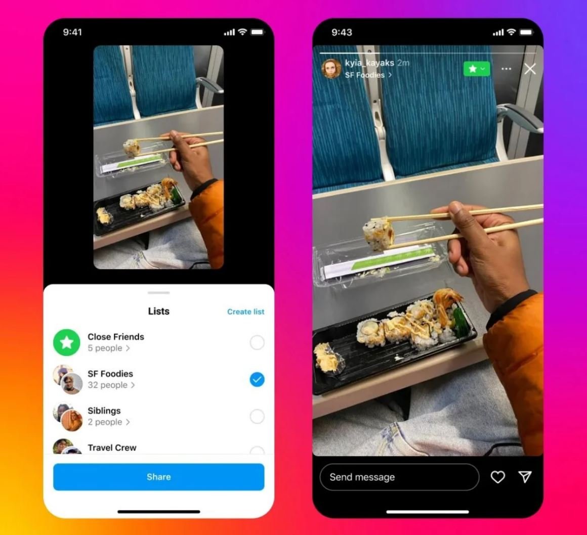 On devrait bientôt pouvoir créer plusieurs groupes distincts pour partager plus efficacement ses Stories Instagram © Instagram