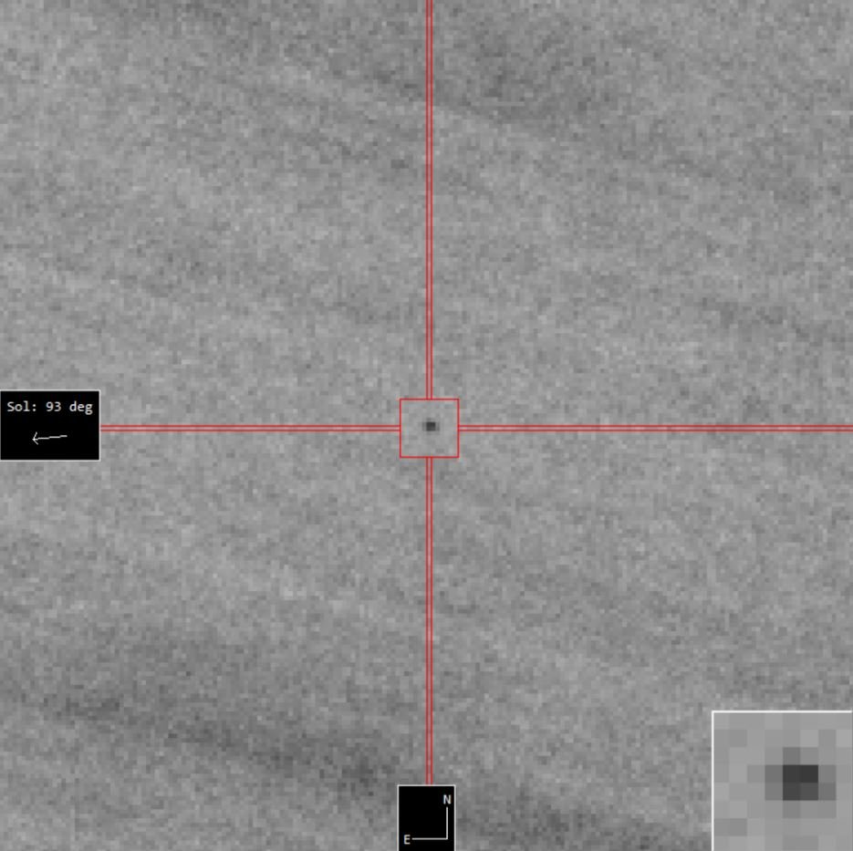 70 mètres et bien peu de pixels... mais cela suffit pour établir une trajectoire ! Crédits : ESA/NEOCC