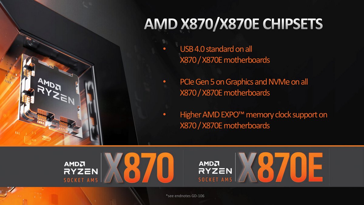X870/X870E : les seuls chipsets « Zen 5 » officialisés pour le moment © AMD