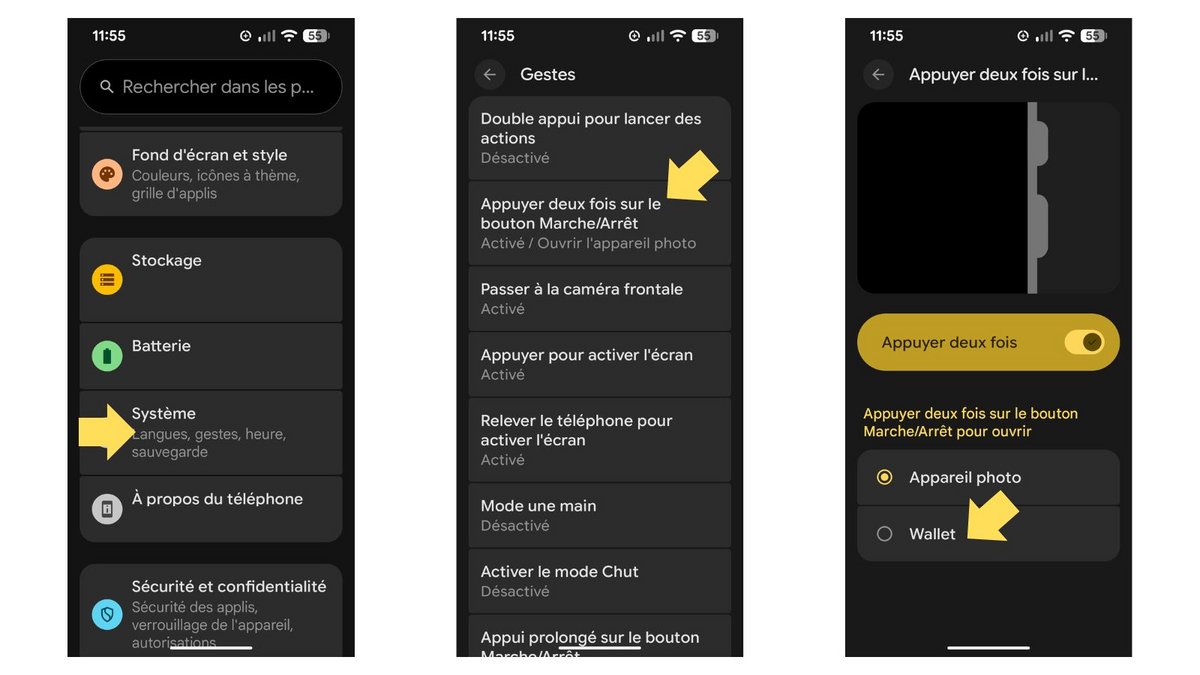 Activez le raccourci pour Google Wallet. © Google / Mia Ogouchi pour Clubic