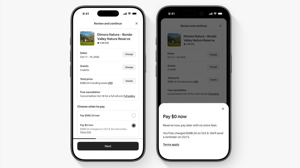 Airbnb lance le paiement différé en France et vous permet de réserver un séjour sans rien payer au moment de la réservation. © Airbnb