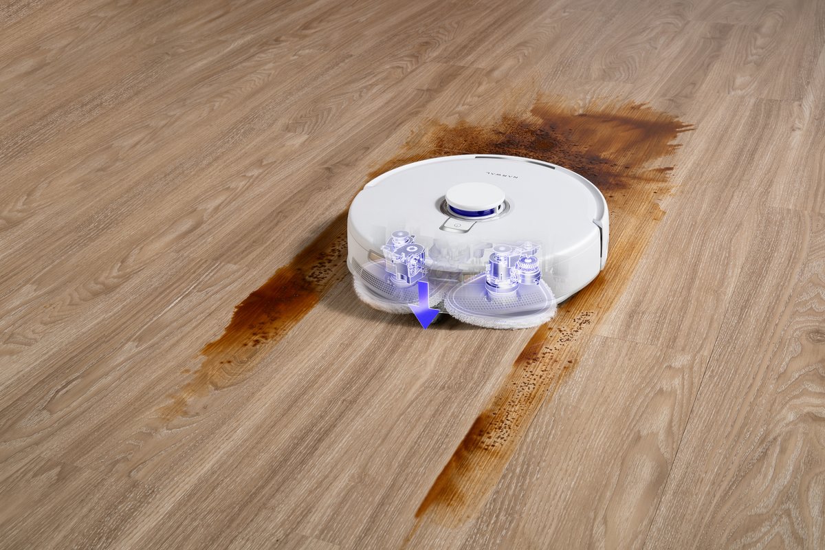 Cet aspirateur robot laveur a la particularité de pouvoir détecter le niveau de saleté des sols et d'adapter son niveau de nettoyage. ©Narwal