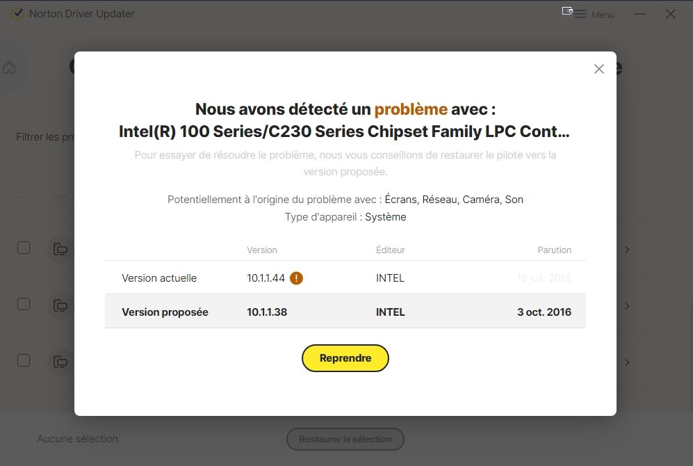 Norton Driver Updater - détection probleme