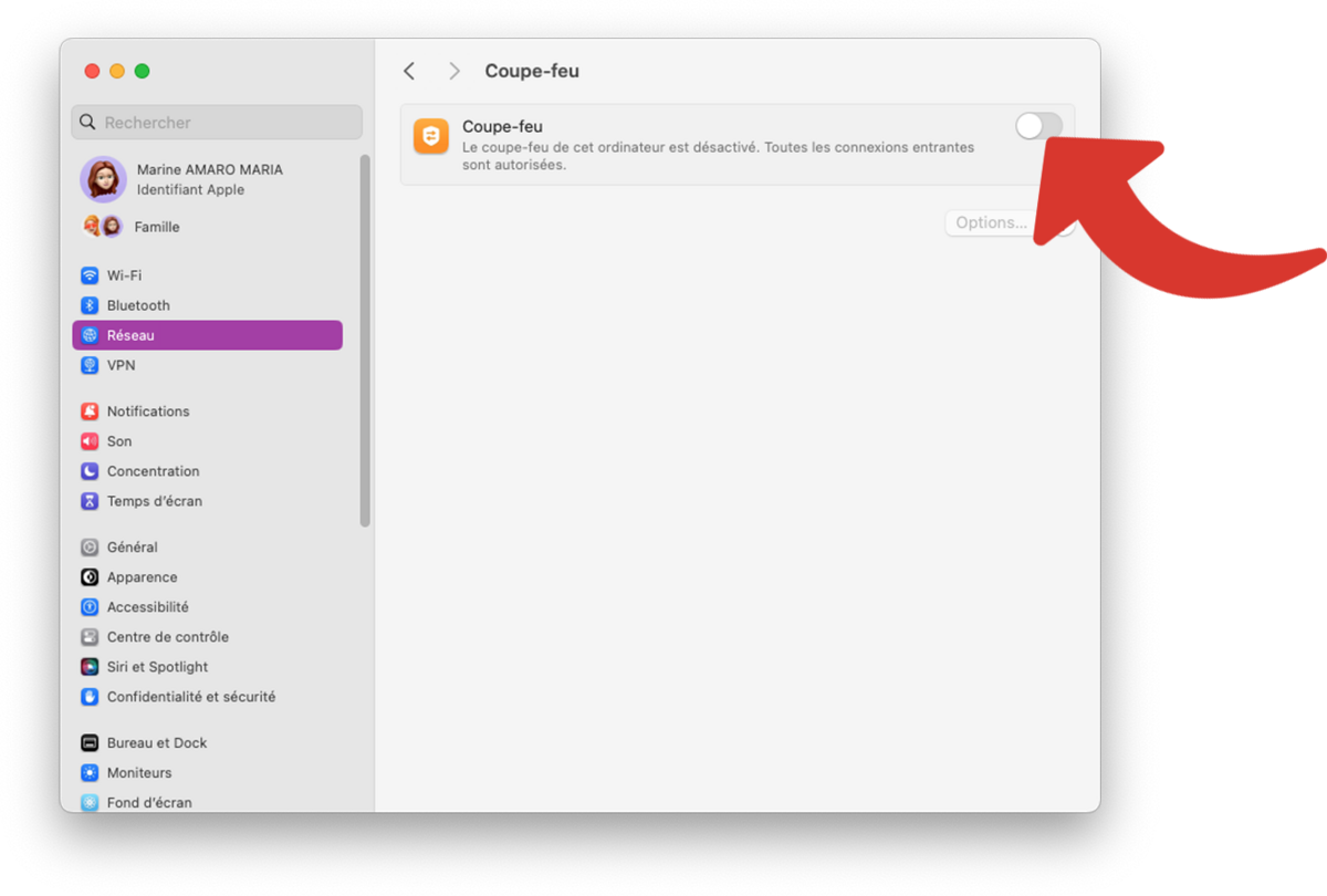 Désactiver le coupe feu du Mac © Clubic