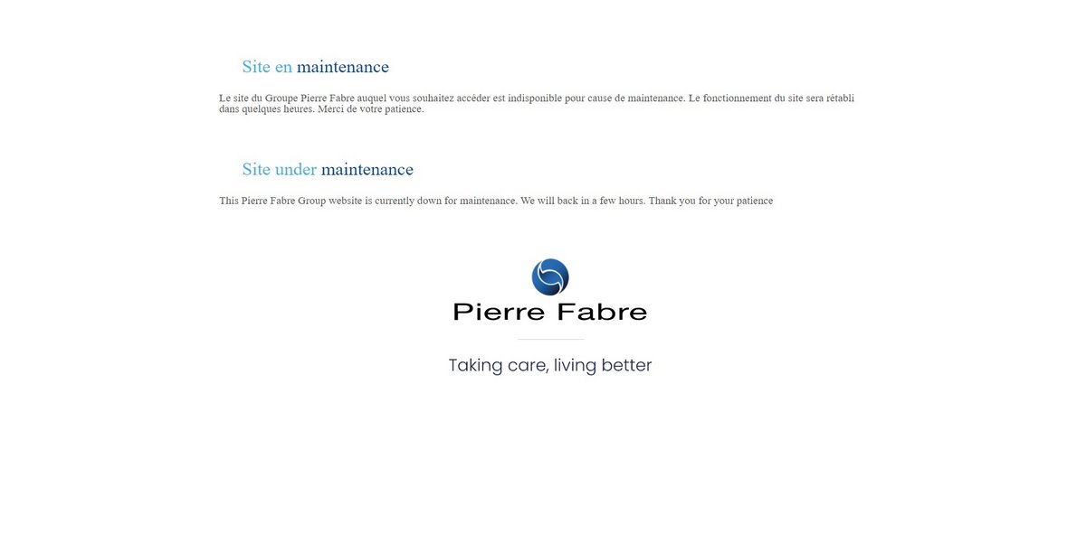 Depuis quelques heures maintenant, il semblerait que le service informatique de l'entreprise ait été au moins partiellement relancé. D'une page d'erreur, voilà que s'affiche désormais une page de maintenance (capture d'écran).